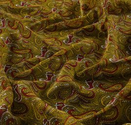 Šifon plise drobný paisley vzor 