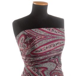 Šifon květinový paisley vzor fialový