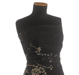 Šifon květinový motiv béžový