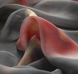 Hedvábný mušelín abstraktní květinový vzor