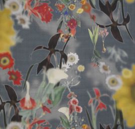 Hedvábný mušelín abstraktní květinový vzor