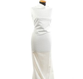 Brokát plastický geometrický vzor bílý