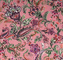 Žoržet paisley motiv starorůžový
