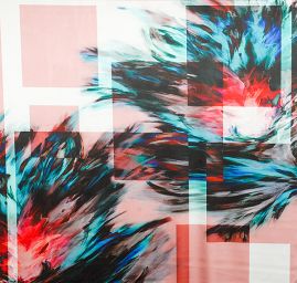 Atlas abstraktní malba fantazie tyrkys/starorůžová