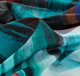 Žoržet abstraktní malba fantazie tyrkys/starorůžová