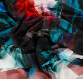 Žoržet abstraktní malba fantazie tyrkys/starorůžová