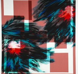 Žoržet abstraktní malba fantazie tyrkys/starorůžová