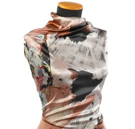 Atlas vzor květin/fantazie hnědá