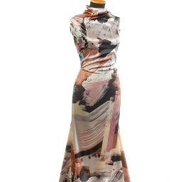 Atlas vzor květin/fantazie hnědá