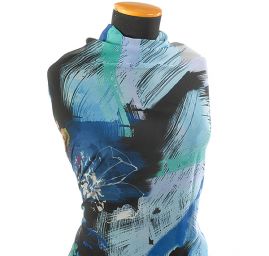 Žoržet vzor květin/fantazie modrá