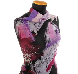 Žoržet vzor květin/fantazie starorůžová