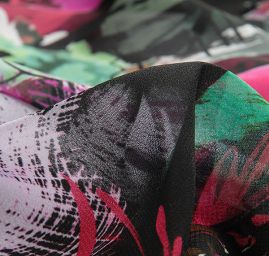 Žoržet vzor květin/fantazie starorůžová