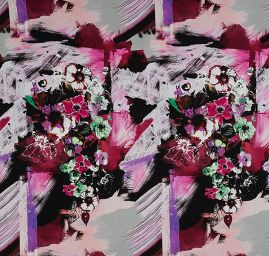 Žoržet vzor květin/fantazie starorůžová