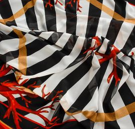 Žoržet motiv korálu v červené barvě 