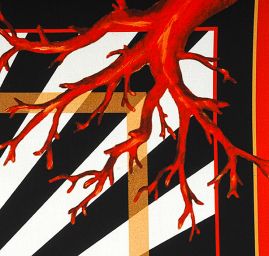 Žoržet motiv korálu v červené barvě 