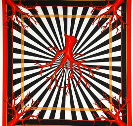 Žoržet motiv korálu v červené barvě 