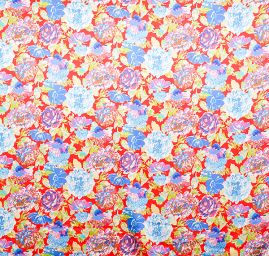 Atlas romantický vzor květin velký červený