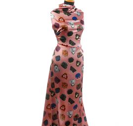 Atlas motiv společenské večerní kabelky pastel růžová