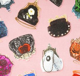 Atlas motiv společenské večerní kabelky pastel růžová