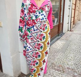 Žoržet mat Gipsy style bordura bílý