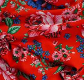 Žoržet mat Gipsy style bordura červený