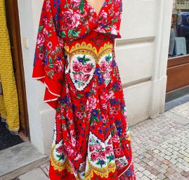 Žoržet mat Gipsy style bordura červený