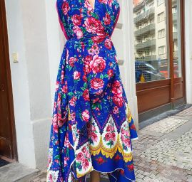 Žoržet mat Gipsy style bordura modrý