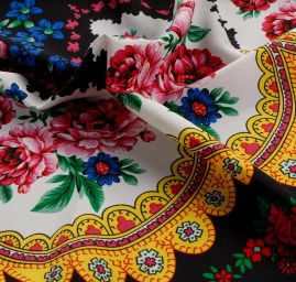 Žoržet mat Gipsy style bordura černý