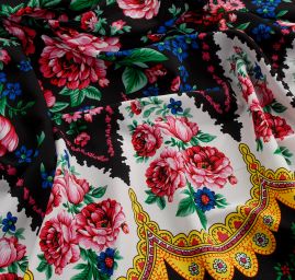 Žoržet mat Gipsy style bordura černý