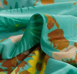 Pletenina květinový vzor tyrkysová