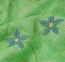 Buretové hedvábí vyšívané sv.zelené