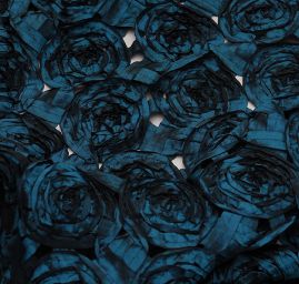 Efektní tkanina stužková aplikace růže tm.tyrkysová