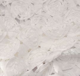 Efektní tkanina stužková aplikace růže bílá