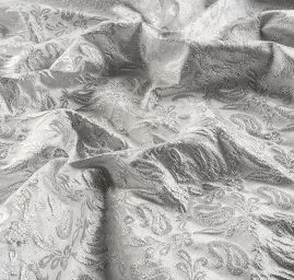 Brokát květinový motiv stříbrný