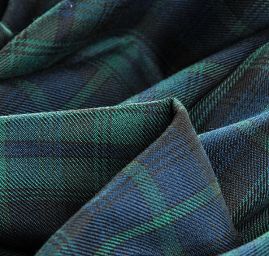 Kostýmová látka viskoza směs kostky zelená/modrá