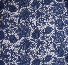Krajka hrubá květinový vzor modrá