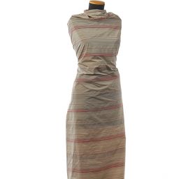 Taft žakár proužky červený/smetanový