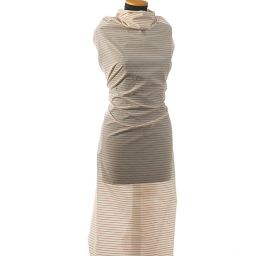 Bavlněný etamín vzor proužků růžový/slonová kost 