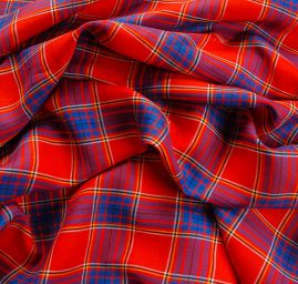 Len jemný košilový vzor tartan červený