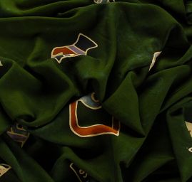 Viskozová šatová látka ento vzor zelená