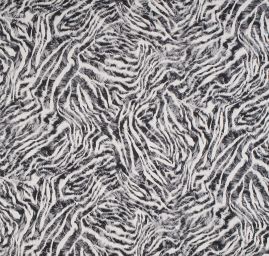 Viskozová šatová látka zvířecí vzor bíločerné pruhy II.jakost