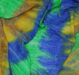Batika kreš šifon mix barev zelená/zlutá/hnědá/modrá
