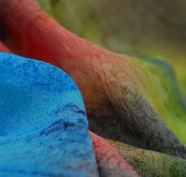 Batika kreš šifon mix barev hnědá/modrá/červená/žlutá