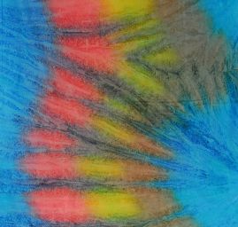 Batika kreš šifon mix barev hnědá/modrá/červená/žlutá