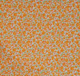 Bavlněná látka tisk kytičkový motiv oranžová