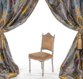 Žakárová látka gepard,opice, papoušek šedá