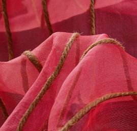 Organza hedvábná jutové proužky růžová