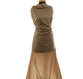 Taft hladký jemný hnědobéžový