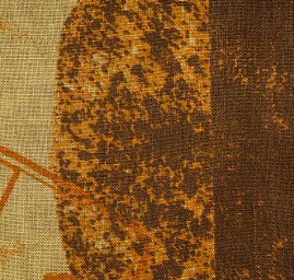 Len khaki hnědý vzor tisk vintage