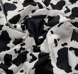 Košilová bavlněná látka zvířecí motiv kráva černá/bílá